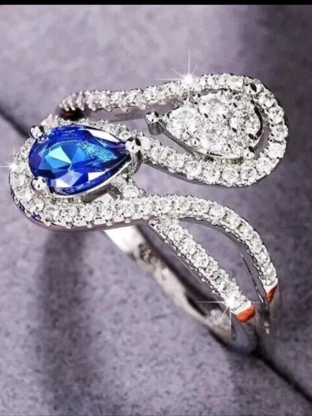14k White Gold Plated 2.50 Ct Round Lab-Created Diamond Bypass Engagement Ring